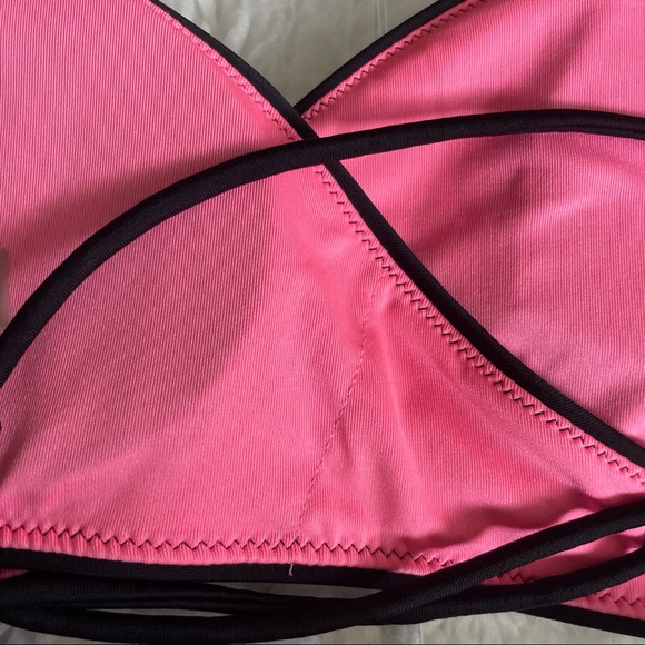 vs pink | black wrap swim top strappy tie-back size small - Picture 7 of 11